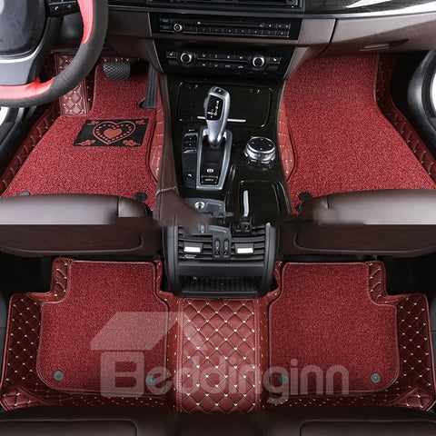 With Heart-shaped Pattern Double-deck Waterproof Custom Fit Car Floor Mat