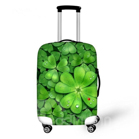 Four Leaf Clover Pattern 3D Painted Luggage Cover