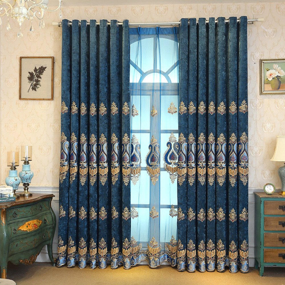 European Embroidery Floral Sheer Curtains Window Screening for Living Room Bedroom Decoration Custom 2 Panels Breathable Voile Drapes No Pilling No Fading No off-lining