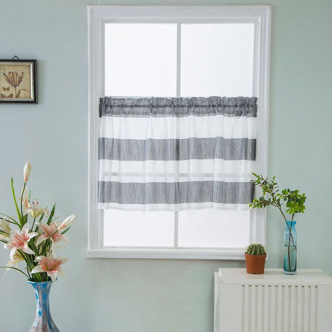 Modern Striped Polyester Window Valance 1 Pc Short Curtain for Kitchens Bathrooms Basements & More