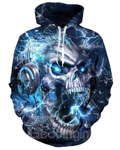 Calavera Halloween Atlético Estilo casual Modelo suelto Sudadera con capucha pintada en 3D