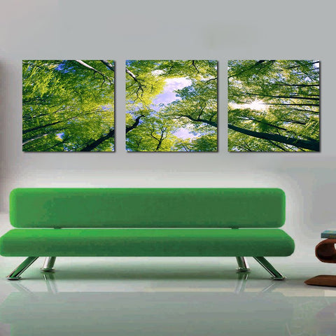 Pretty Treetop 3-Pieces of Crystal Film Art Wall Print