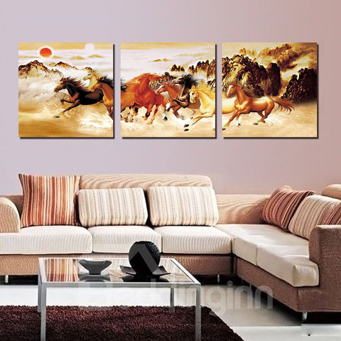 Nuevo Caballo corriendo, 3 piezas de película de cristal, impresión de pared artística