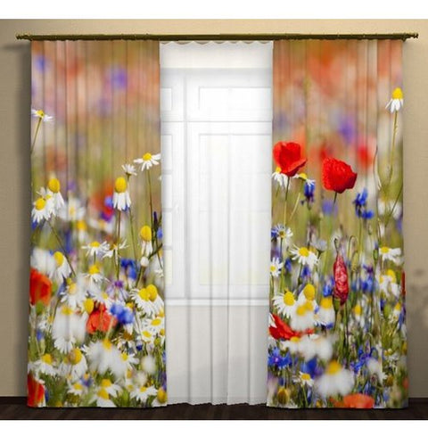 Blooming Daisy and Rose Printing 3D Curtain