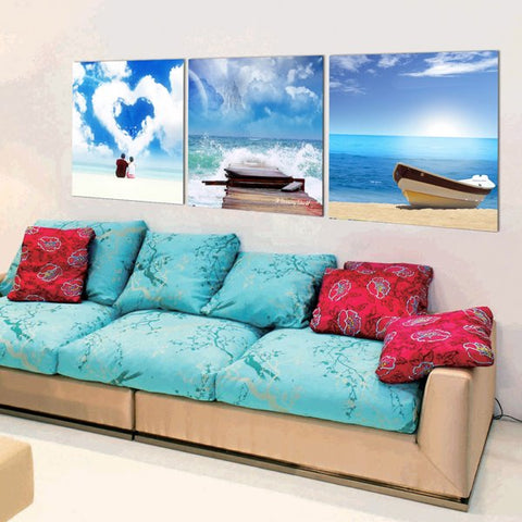 Love and Ocean 3-Piece Crystal Film Art Wall Prints