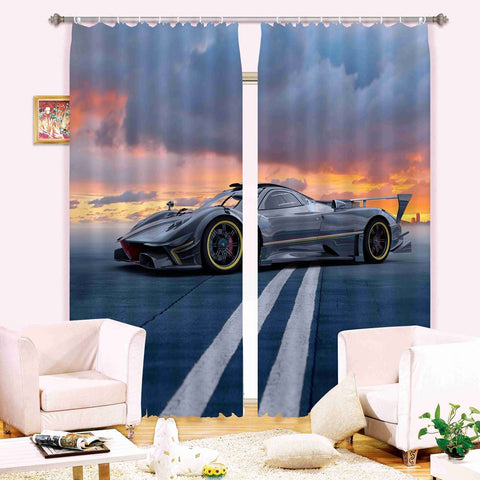 Cortina decorativa personalizada 3D para sala de estar y dormitorio con estampado de coches de carreras geniales