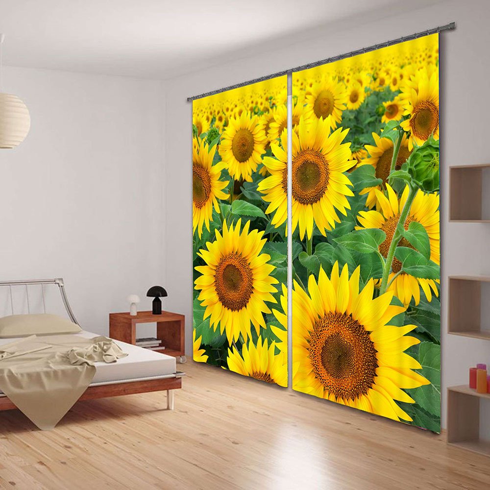 Erfrischender Sonnenblumen-3D-Digitaldruck-Vorhang