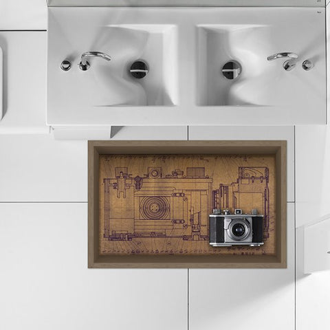 Vinatge Old-Fashioned Camera Slipping-Preventing Water-Proof Bathroom Living Room 3D Floor Sticker