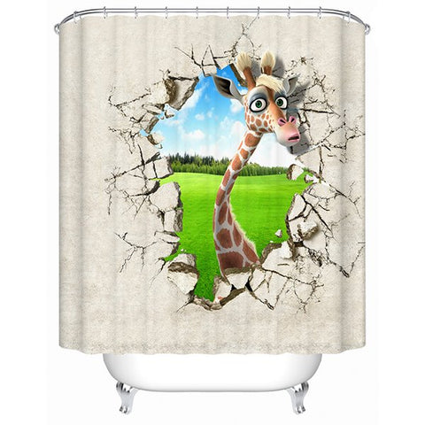 Innovative Design Cartoon Lovely Deer 3D Shower Curtain
