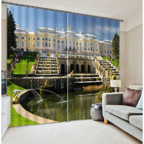 High Quality Polyester 3D Scenery Two Panels Curtain