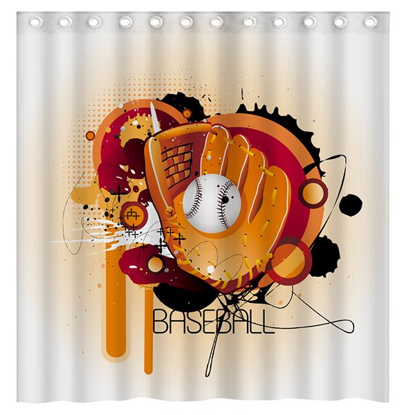 Creative Design Unique Doodle Baseball 3D Shower Curtain