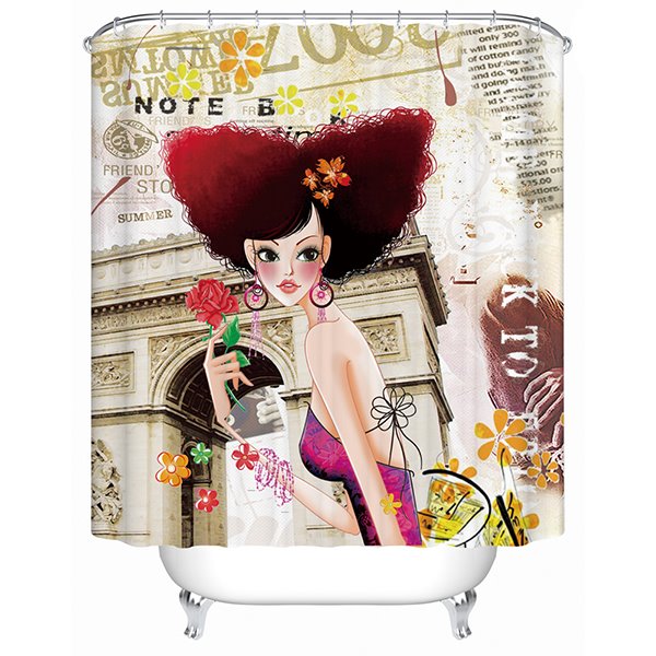 Girl 3D Shower Curtain Polyester