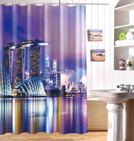 Chic Modern City Scene Dacron Fabric 3D Shower Curtain