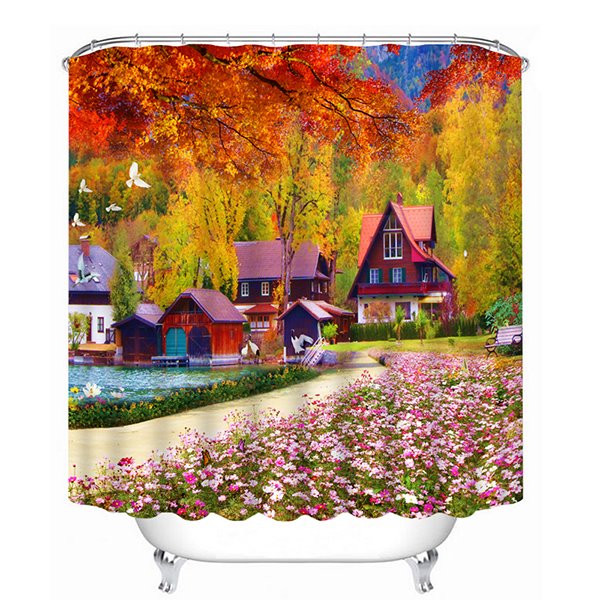 Wonderful Fall Scenery Print 3D Bathroom Shower Curtain