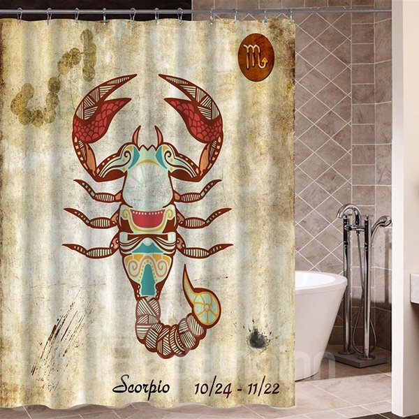 Cortina de ducha de baño 3D con estampado de símbolo exótico de Escorpio
