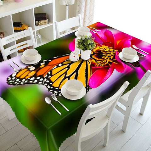 Popular Flower and Butterfly Pattern 3D Tablecloth