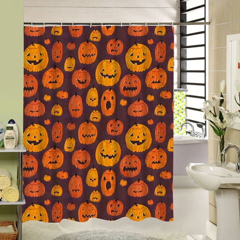 Various Hand Painted Pumpkin Lanterns Printing Bathroom Shower Curtain