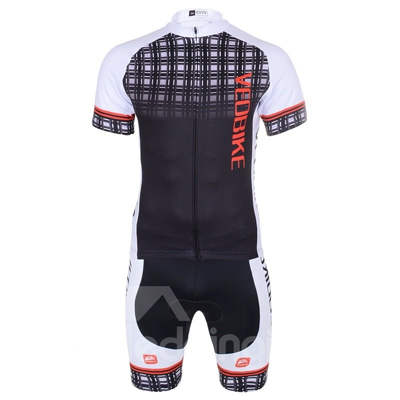 Schwarzes, kurzärmliges Herren-Radtrikot mit gepolsterter 3D-Mesh-Hose