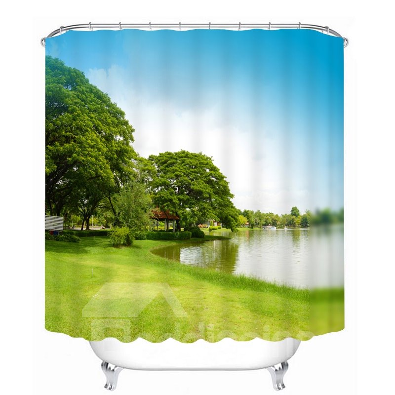 Pretty Quiet Lake Scenes Printing Bathroom 3D Shower Curtain