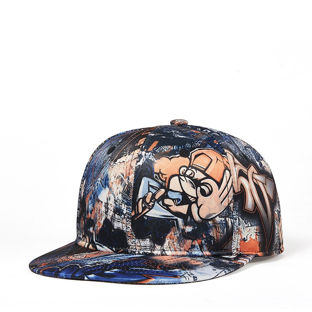 Unisex-Graffiti-Druck-Snapback-Baseballkappe, atmungsaktiv, verstellbar, Anti-UV-Sonnen-Trucker-Mütze, Hip-Hop-Hüte