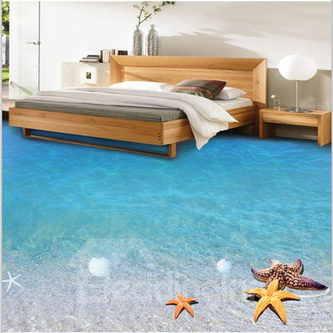 Murales de piso 3D impermeables decorativos para el hogar con paisaje de mar azul límpido