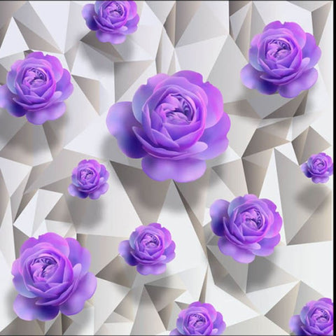 Murales de pared/suelo impermeables blancos 3D de rosas moradas