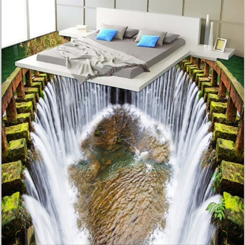 Ausgefallene, moderne Design-Reservoir-Wasserfälle-Muster, dekorative, wasserdichte 3D-Bodenwandbilder