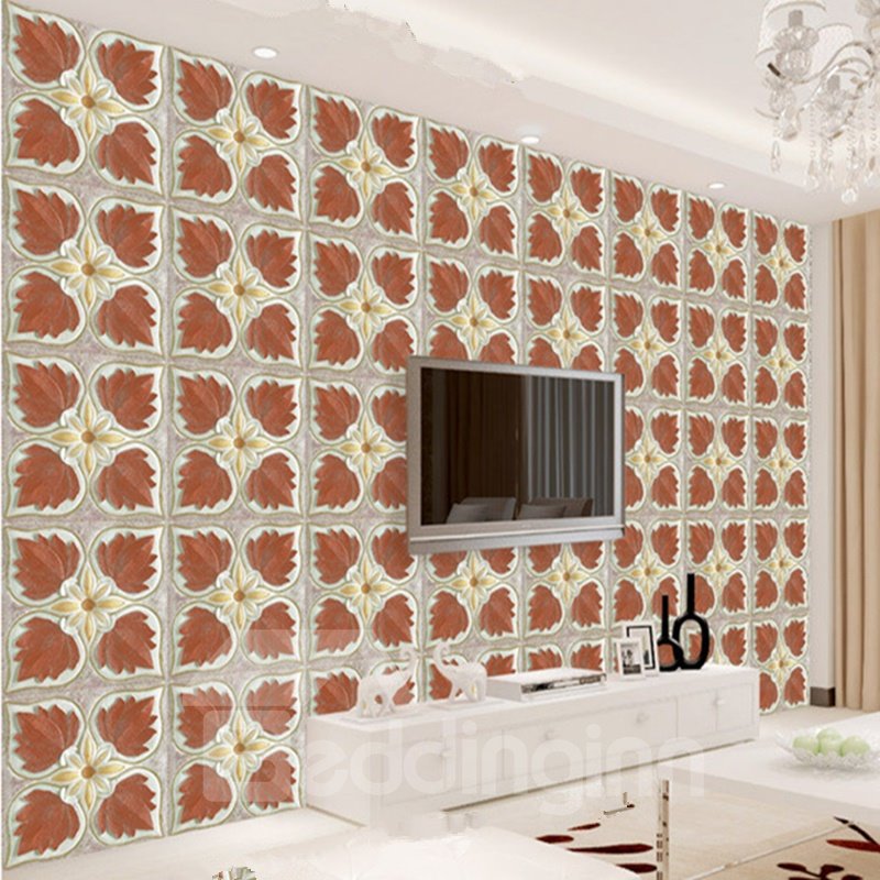 Natürliche kreative quadratische Blätter kariertes Muster für Zuhause, dekorative Wandgemälde