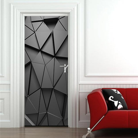 Murales de puerta impermeables autoadhesivos con patrón geométrico abstracto, pegatinas decorativas extraíbles respetuosas con el medio ambiente