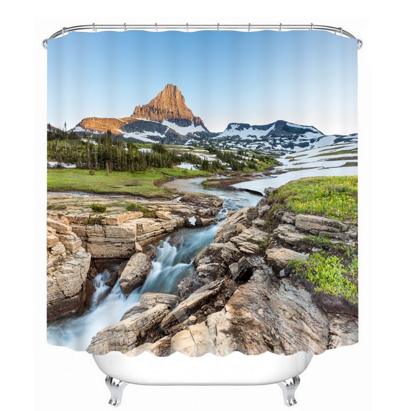 Cortina de ducha impermeable para baño con estampado 3D de paisaje natural agraciado 