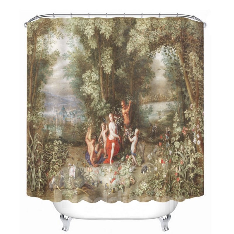 Classic Oil Painting 3D Printed Bathroom Waterproof Shower Curtain