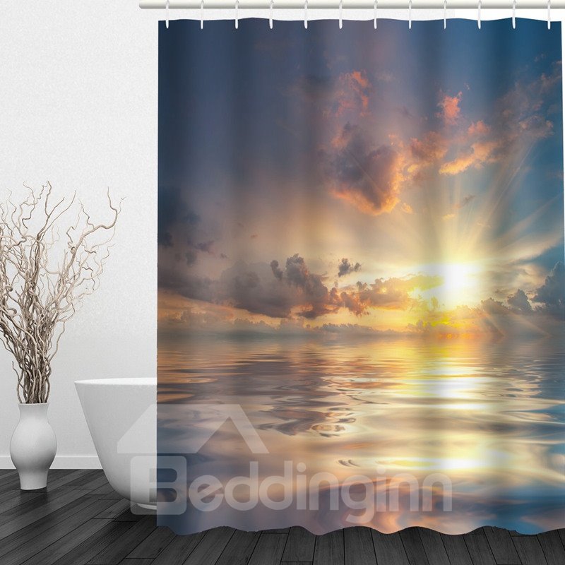 Sea in the Sun 3D Printed Bathroom Waterproof Shower Curtain