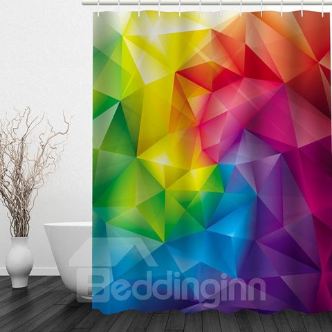 Cortina de ducha de baño impresa con figuras geométricas coloridas en 3D