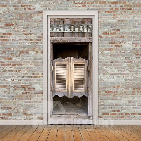 30×79in Wooden Saloon Door PVC Environmental and Waterproof 3D Door Mural