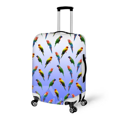 Papageien-Tiere, niedlich, allmähliche Veränderung, blau, waschbar, wasserdicht, Reise-Reißverschluss, 3D-Gepäckabdeckung aus Nylon