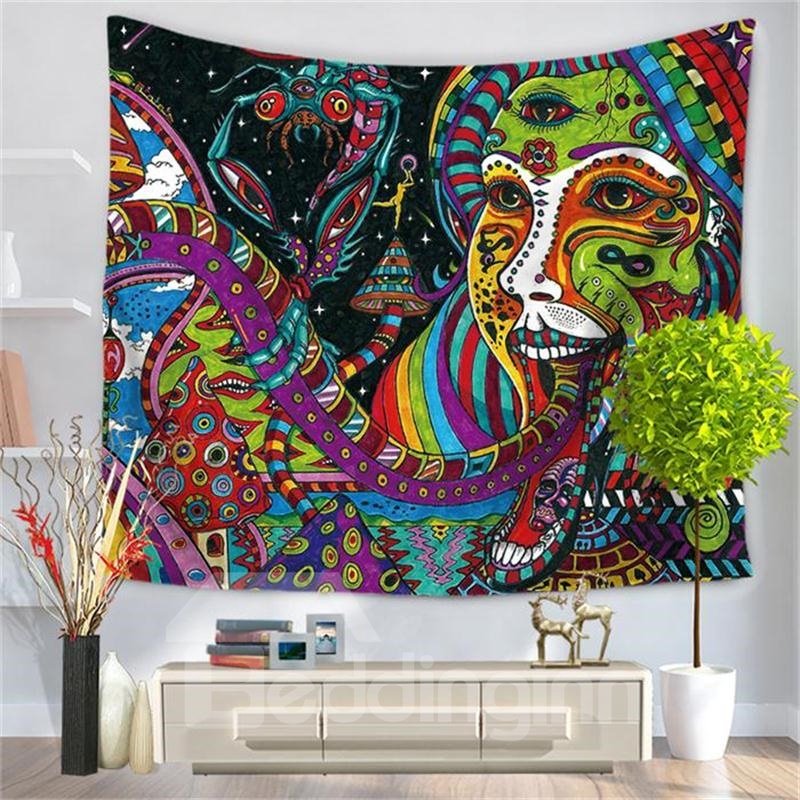 Mandala Psychedelic Creepy Medusa Pattern Decorative Hanging Wall Tapestry