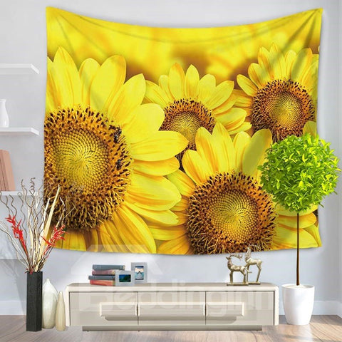 Gelb blühender Sonnenblumen-Muster, dekorativer Wandteppich zum Aufhängen