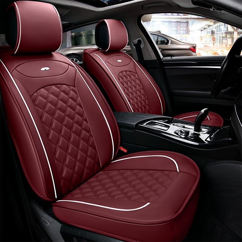 Leather Car Seat Covers, Faux Leatherette Automotive Vehicle Cushion Cover for Cars SUV Pick-up Truck Universal Fit Set for Auto Interior Accessories