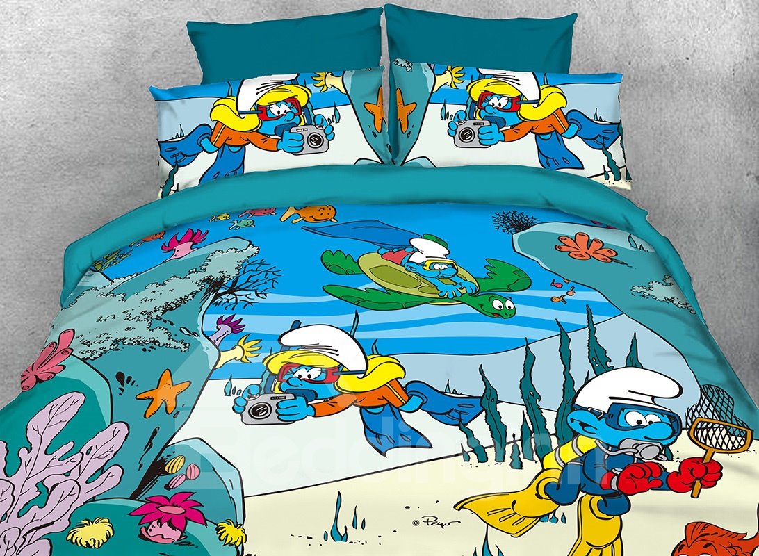 The Smurfs Exploring the Underwater World 4-Piece Bedding Sets/Duvet Covers