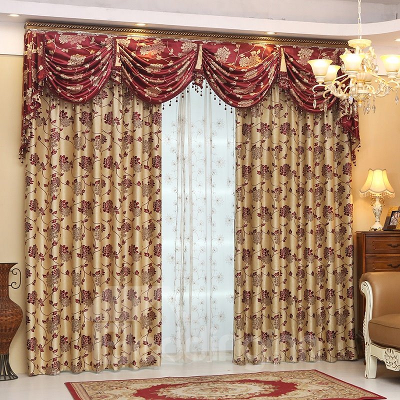 Los paneles laterales dobles elegantes de la cortina del efecto del telar jacquar para la cortina del apagón de encargo de la sala de estar