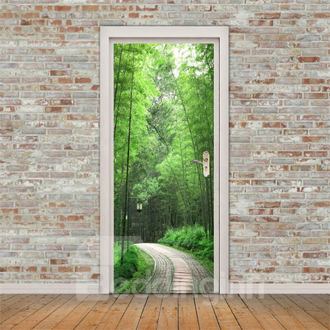 30×79in Bamboo Forest Trail PVC Environmental and Waterproof 3D Door Mural