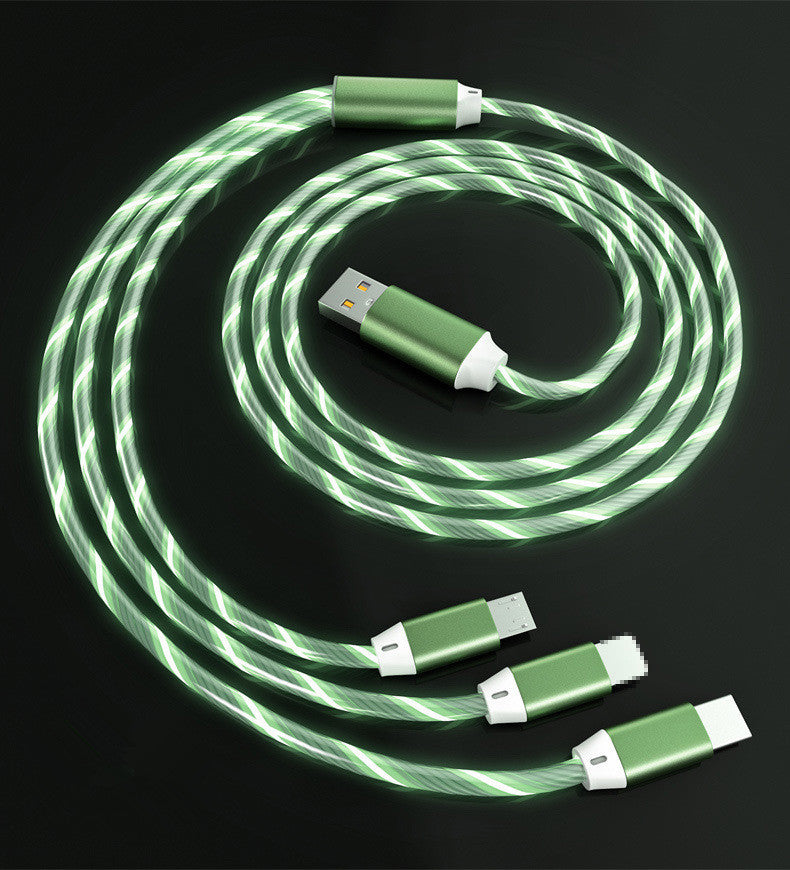 Three-in-one synchronous new LED data cable