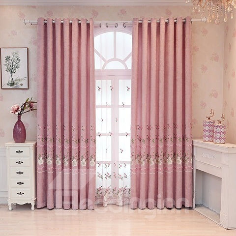 Decoración y cortinas opacas con ojales de princesa rosa para salón y dormitorio