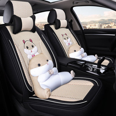 Cartoon Style Dogs, Pigs, Hamsters, Pandas, Bears Soft Comfortable And Breathable Universal Car Seat Covers for Sedan Truck SUV