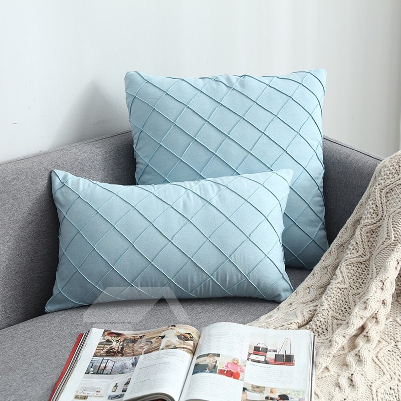 Suede Checked Cushion High Quality Flannelette Throw Pillow 13 Colors Optional