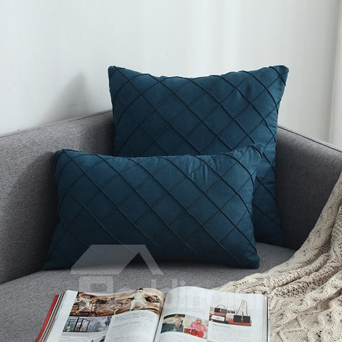 Suede Checked Cushion High Quality Flannelette Throw Pillow 13 Colors Optional