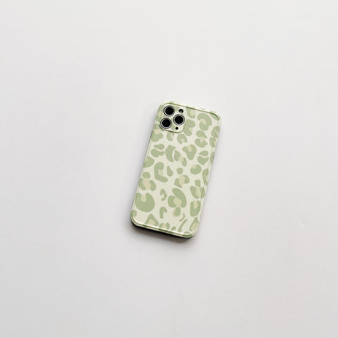 Compatible with Apple, Compatible with Apple , Green Leopard Print Suitable For IPhone11 Apple 12Pro Max Mobile Phone Shell X Xr Soft Shell Xsmax All-inclusive 7 Anti-fall 8plus Niche Style Se Female Mini Silicone Protective Cover Japanese And Kor