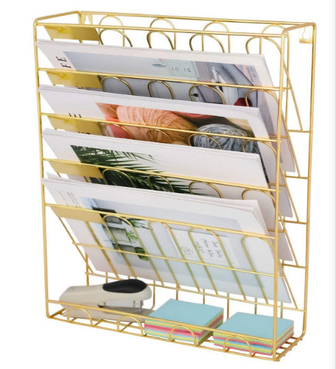 Simple Wrought Iron Bookshelf Desktop Magazine Storage Rack Creative Storage Rack Wrought Iron Folder Rack