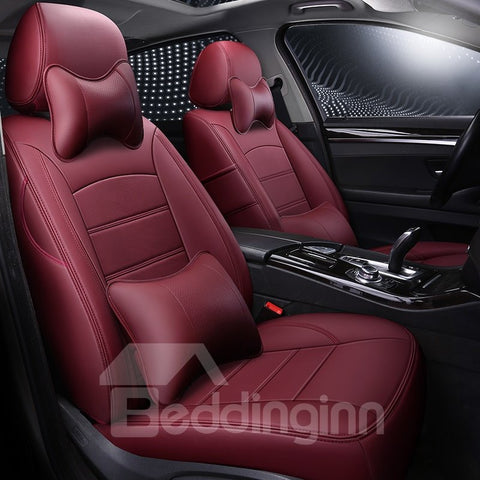 Simple Style Solid Color Design PU Leather Material 360° Full Encirclement Compatible Airbag ONE CAR ONE VERSION Custom Fit Seat Covers