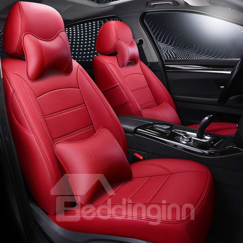 Simple Style Solid Color Design PU Leather Material 360° Full Encirclement Compatible Airbag ONE CAR ONE VERSION Custom Fit Seat Covers